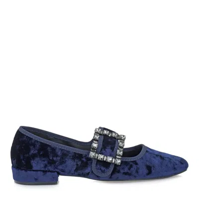 Exe' Women's Mary Jane Shoes In Navy Velvet In Blue