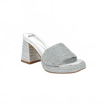 Exe' Women's Metallic Braided Block Heel Mule In Silver