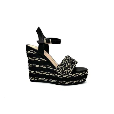 Exe' Women's Naomi 958 Wedge Sandal In Black/gold In Multi