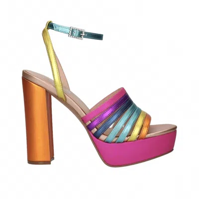 Exe' Women's Ophelia High Heeled Sandal In Orange/pink/orange In Black