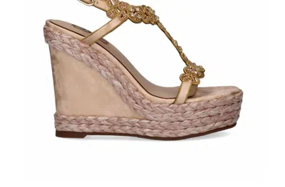 Exe' Women's Rhinestone T-strap Espadrille Wedge Sandal In Champagne In Black