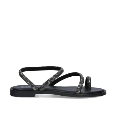 Exe' Women's Strap Flat Sandal In Black