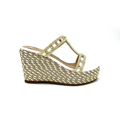 Exe' Women's Valeria Wedge Sandal In Gold/white In Multi