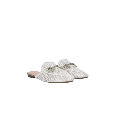 Exe' Women's Yt-4 Raffia Flat Slide In Silver