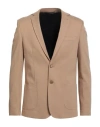 Exibit Man Blazer Camel Size 38 Viscose, Polyamide, Elastane In Sand