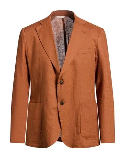 Exigo Man Blazer Tan Size 40 Linen In Brown