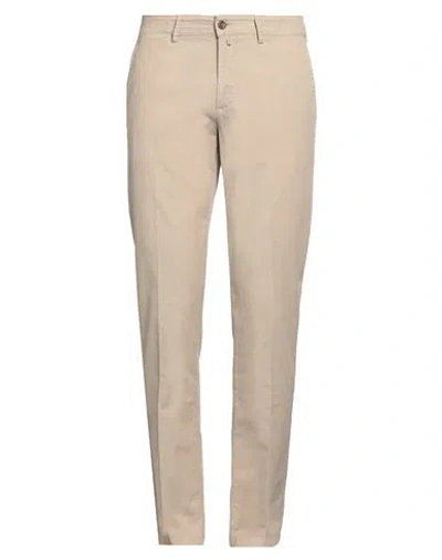 Exigo Man Pants Beige Size 34 Cotton, Linen, Elastane In Beige