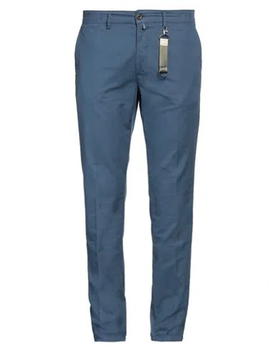 Exigo Man Pants Slate Blue Size 40 Cotton, Linen, Elastane