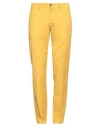 Exigo Man Pants Yellow Size 40 Cotton, Linen, Elastane