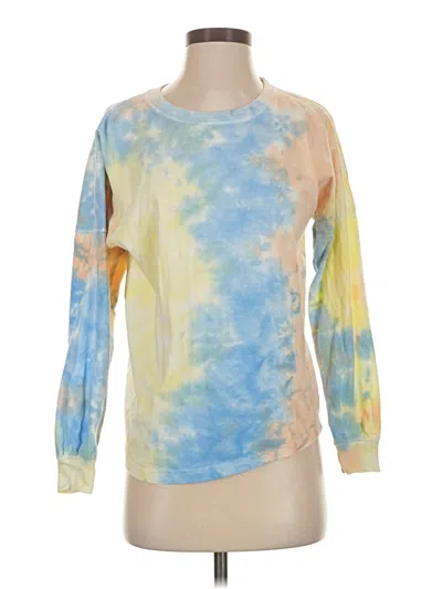 Pre-owned Exist Long Sleeve Top Yellow Tie-dye Pattern Boatneck Tops