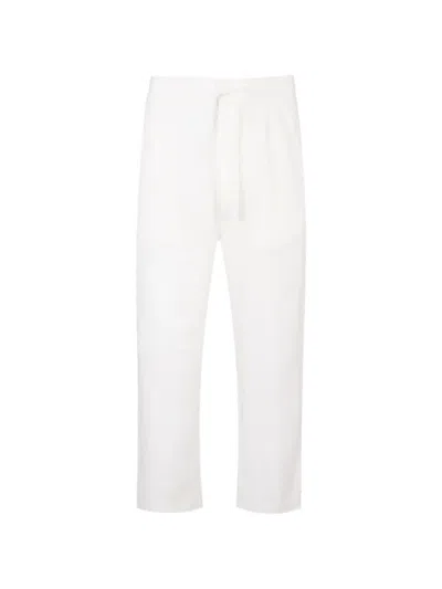 Exit Society Linen Drawstring Trousers In White