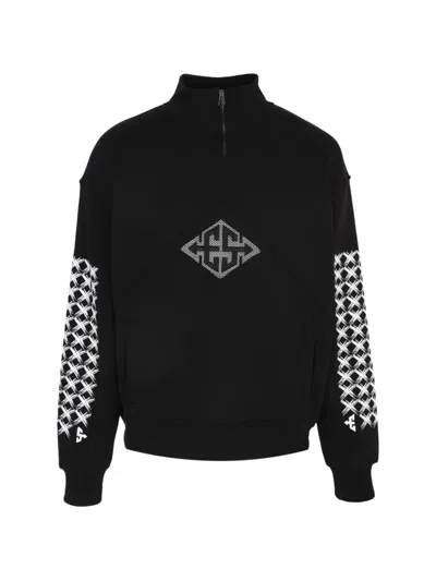 Exit Society Monogram X Logo-detail Half-zip Sweatshirt In Black