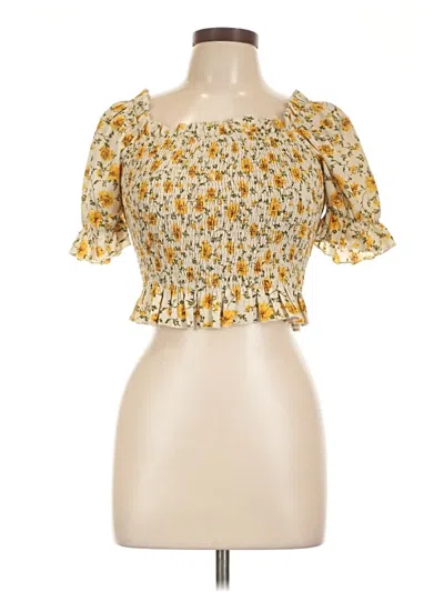 Pre-owned Exlura Short Sleeve Blouse In Yellow