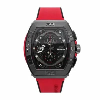 Pre-owned Expedition E6800 Chronograph Watch Tourbillon Style Quartz Fkm Rubber Red Barrel