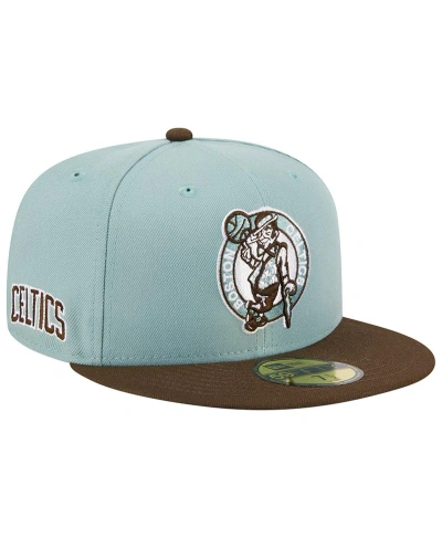 Explore Men's New Era Light Blue, Brown Boston Celtics Two-tone 59fifty Fitted Hat In Light Blue,brown