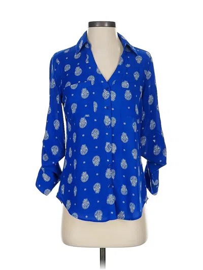 Pre-owned Express 3/4 Sleeve Blouse In Blue