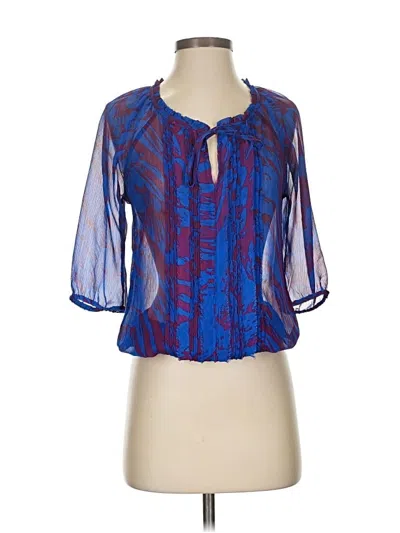 Pre-owned Express 3/4 Sleeve Blouse In Blue