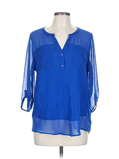 Pre-owned Express 3/4 Sleeve Blouse In Blue
