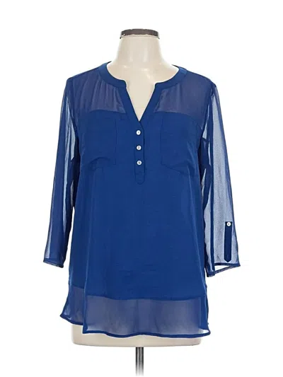 Pre-owned Express 3/4 Sleeve Blouse In Blue