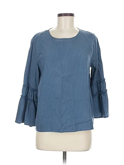 Pre-owned Express 3/4 Sleeve Blouse In Blue