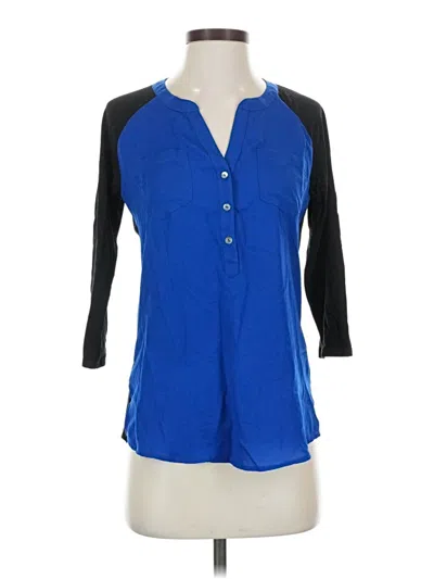 Pre-owned Express 3/4 Sleeve Blouse In Blue