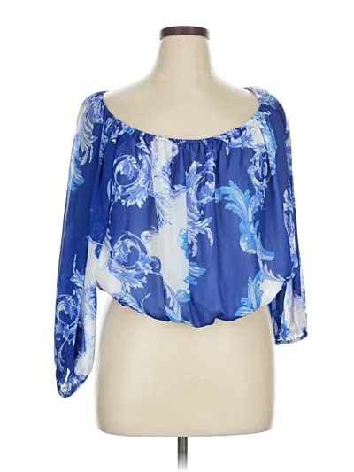 Pre-owned Express 3/4 Sleeve Blouse In Blue