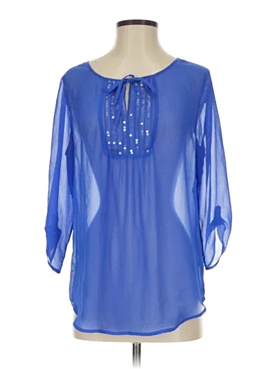 Pre-owned Express 3/4 Sleeve Blouse In Blue