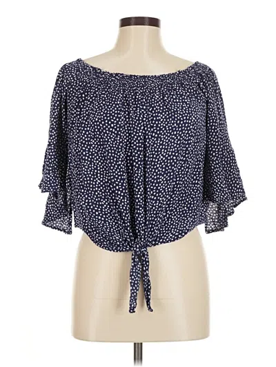 Pre-owned Express 3/4 Sleeve Blouse In Blue