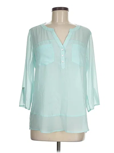 Pre-owned Express 3/4 Sleeve Blouse In Blue