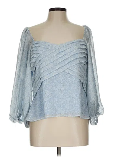 Pre-owned Express 3/4 Sleeve Blouse In Blue