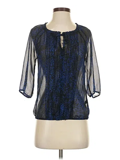 Pre-owned Express 3/4 Sleeve Blouse In Blue