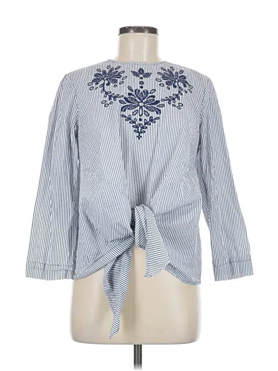Pre-owned Express 3/4 Sleeve Blouse In Blue