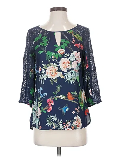 Pre-owned Express 3/4 Sleeve Blouse In Blue