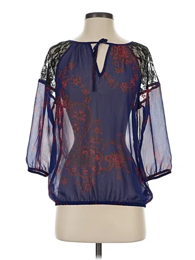Pre-owned Express 3/4 Sleeve Blouse In Blue