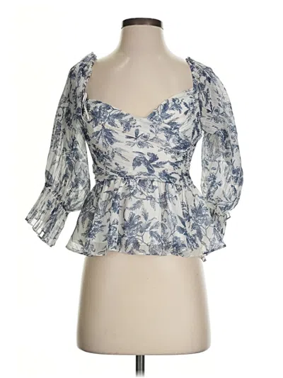 Pre-owned Express 3/4 Sleeve Blouse In Blue