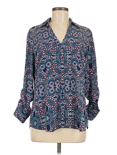 Pre-owned Express 3/4 Sleeve Blouse In Blue