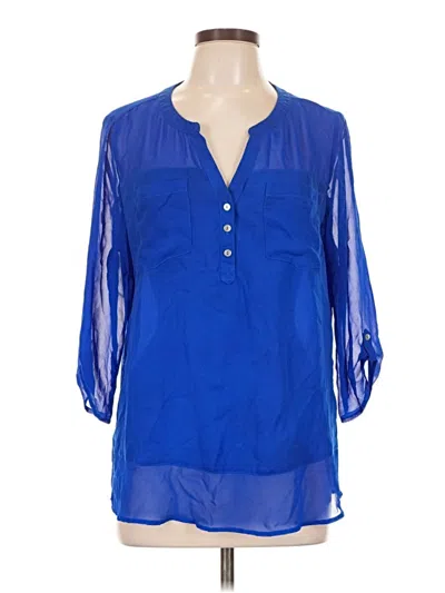 Pre-owned Express 3/4 Sleeve Blouse In Blue