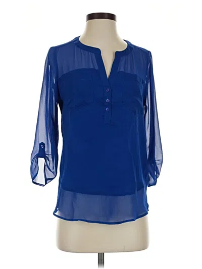 Pre-owned Express 3/4 Sleeve Blouse In Blue