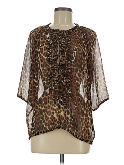 Pre-owned Express 3/4 Sleeve Blouse In Brown