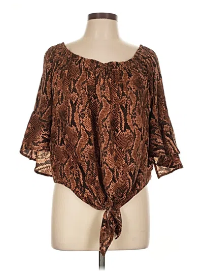 Pre-owned Express 3/4 Sleeve Blouse In Brown