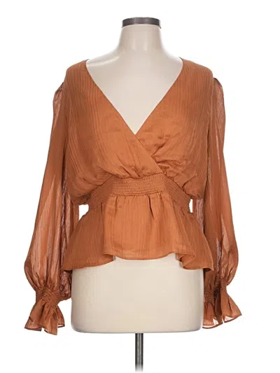 Pre-owned Express 3/4 Sleeve Blouse In Brown