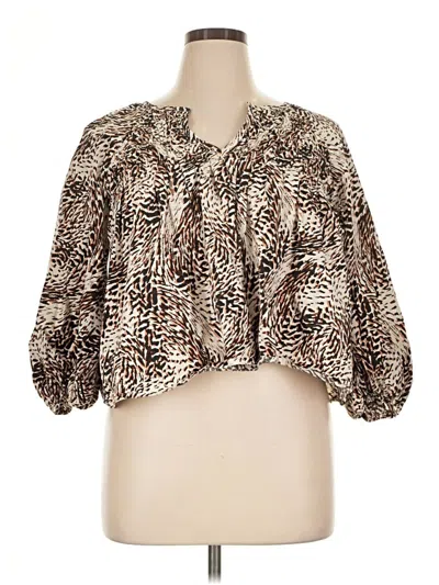 Pre-owned Express 3/4 Sleeve Blouse In Brown