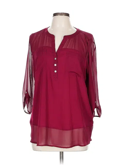 Pre-owned Express 3/4 Sleeve Blouse In Burgundy