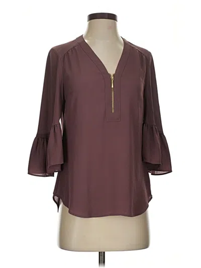 Pre-owned Express 3/4 Sleeve Blouse In Burgundy