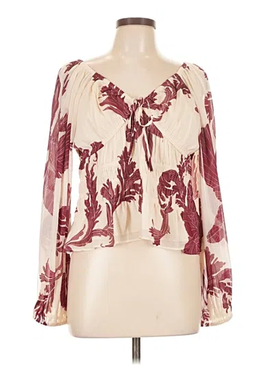 Pre-owned Express 3/4 Sleeve Blouse In Burgundy