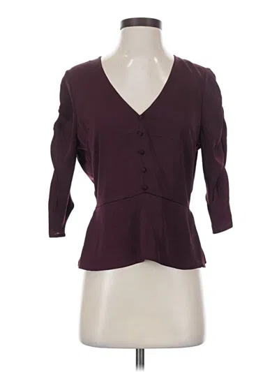 Pre-owned Express 3/4 Sleeve Blouse In Burgundy
