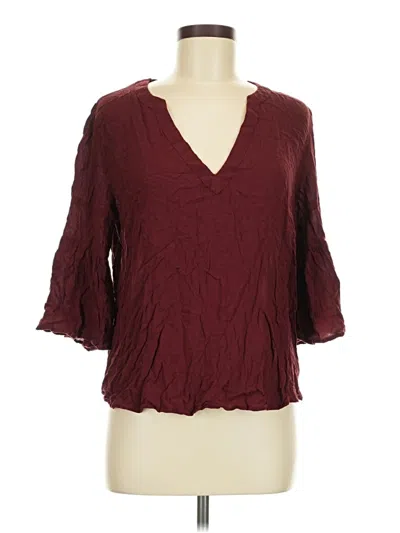 Pre-owned Express 3/4 Sleeve Blouse In Burgundy