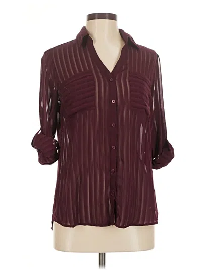 Pre-owned Express 3/4 Sleeve Blouse In Burgundy