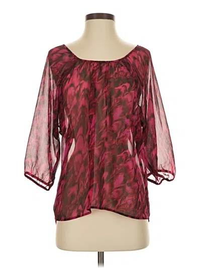 Pre-owned Express 3/4 Sleeve Blouse In Burgundy