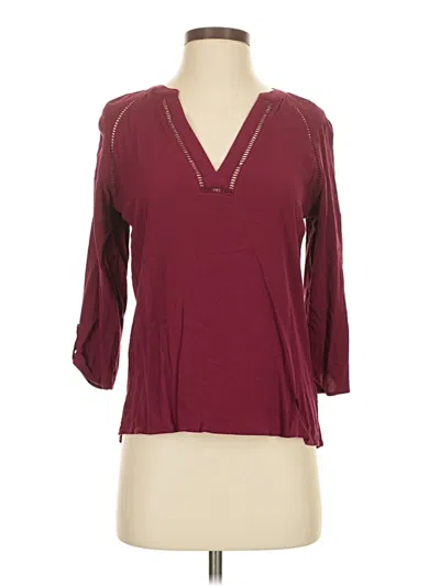 Pre-owned Express 3/4 Sleeve Blouse In Burgundy